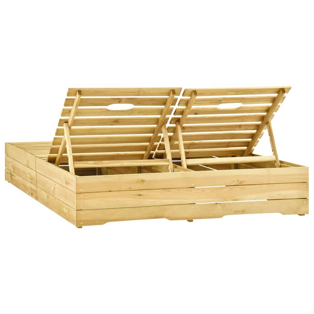 Maison Chic - Bain de soleil - transat double Bois de pin imprégné de vert - Meuble Pro-JU13980 - Imagen 3