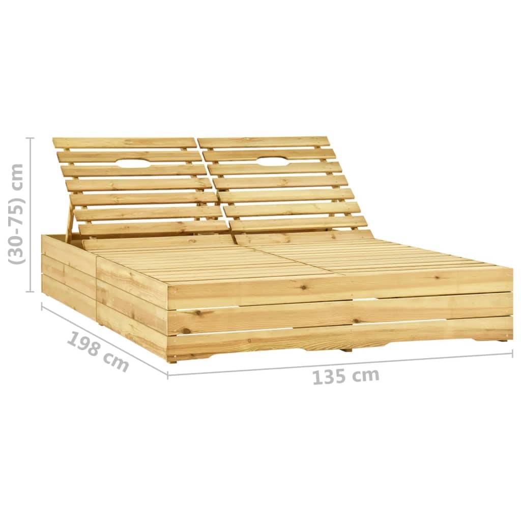 Maison Chic - Bain de soleil - transat double Bois de pin imprégné de vert - Meuble Pro-JU13980 - Imagen 8