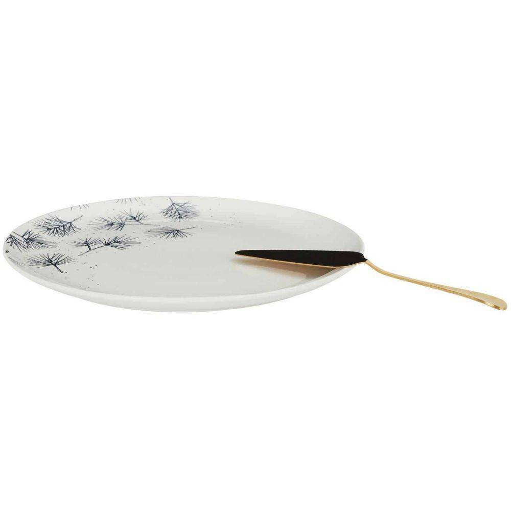 The Home Deco Factory - Plat à tarte et pelle dorée Feuilles - Image 3