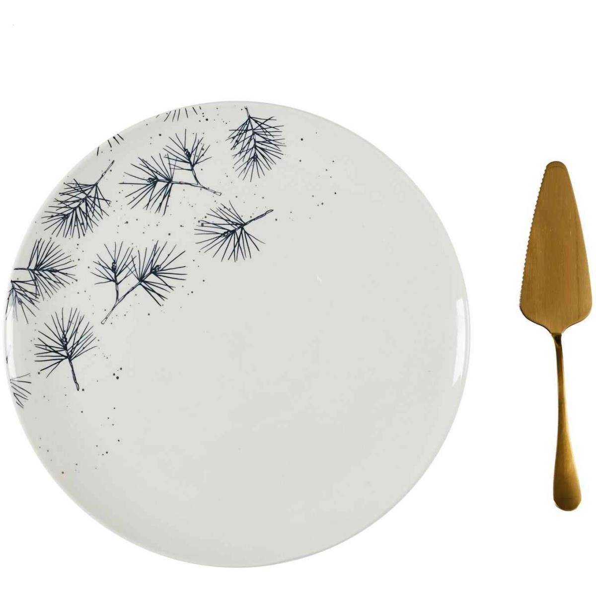 The Home Deco Factory - Plat à tarte et pelle dorée Feuilles - Image 1