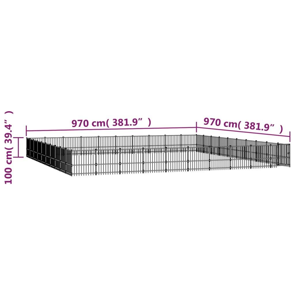 Vidaxl - Chenil d'extérieur pour chiens Acier 94,09 m² vidaXL 3124663 - Imagen 3