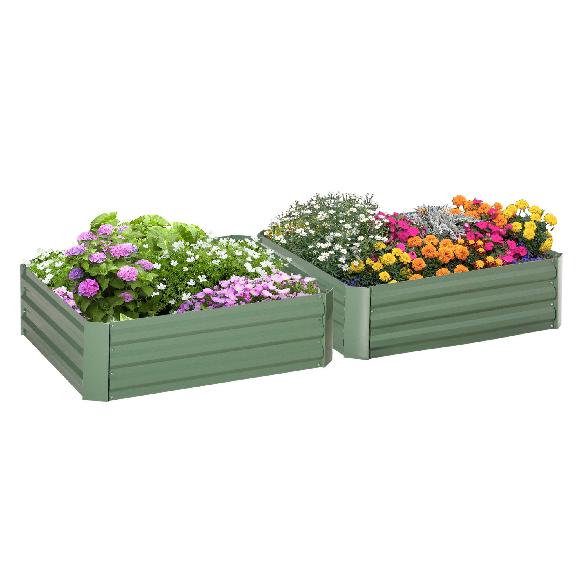 Sans Marque - Lot 2 carré potager jardin 100x100x30 cm tôle acier ondulée vert