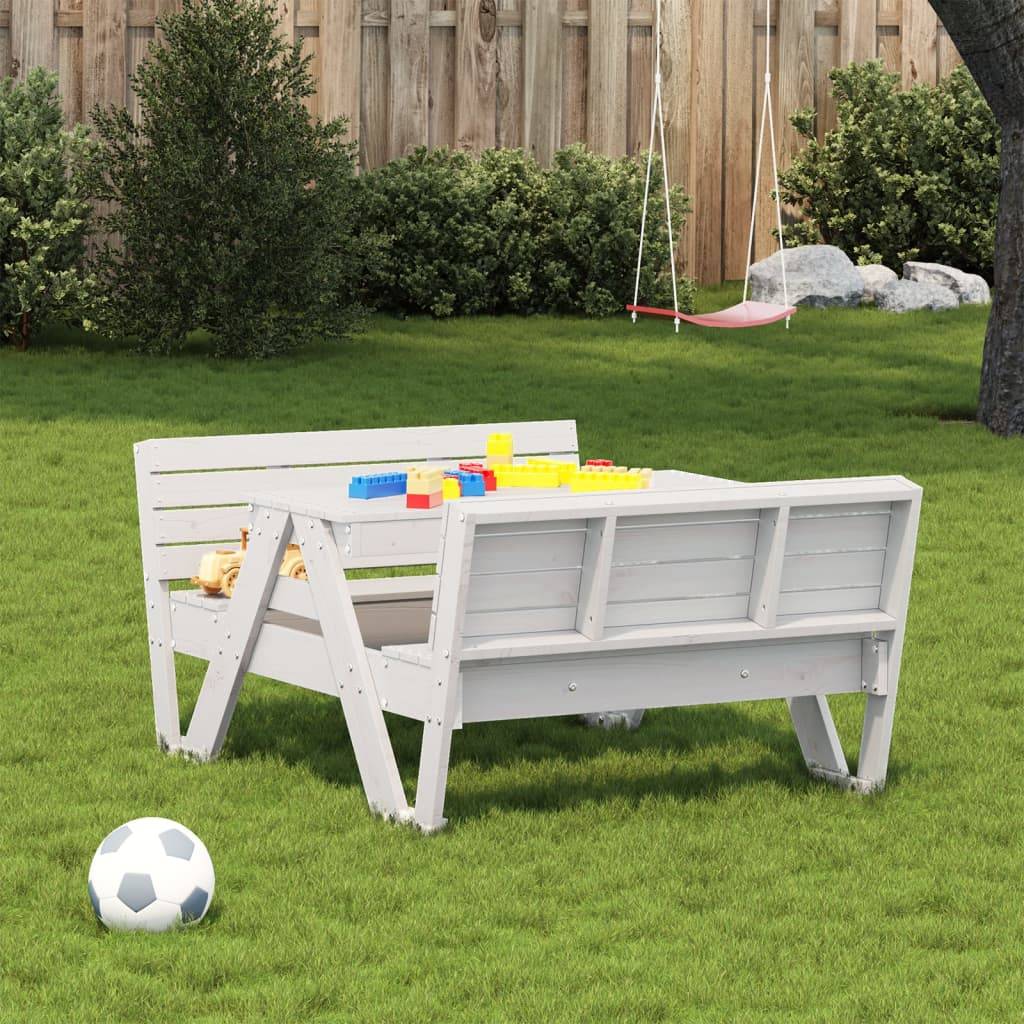 Table de pique-nique pour enfants bois massif de pin blanc 88 x 122 x 58 cm - PANGIVO - Image 3