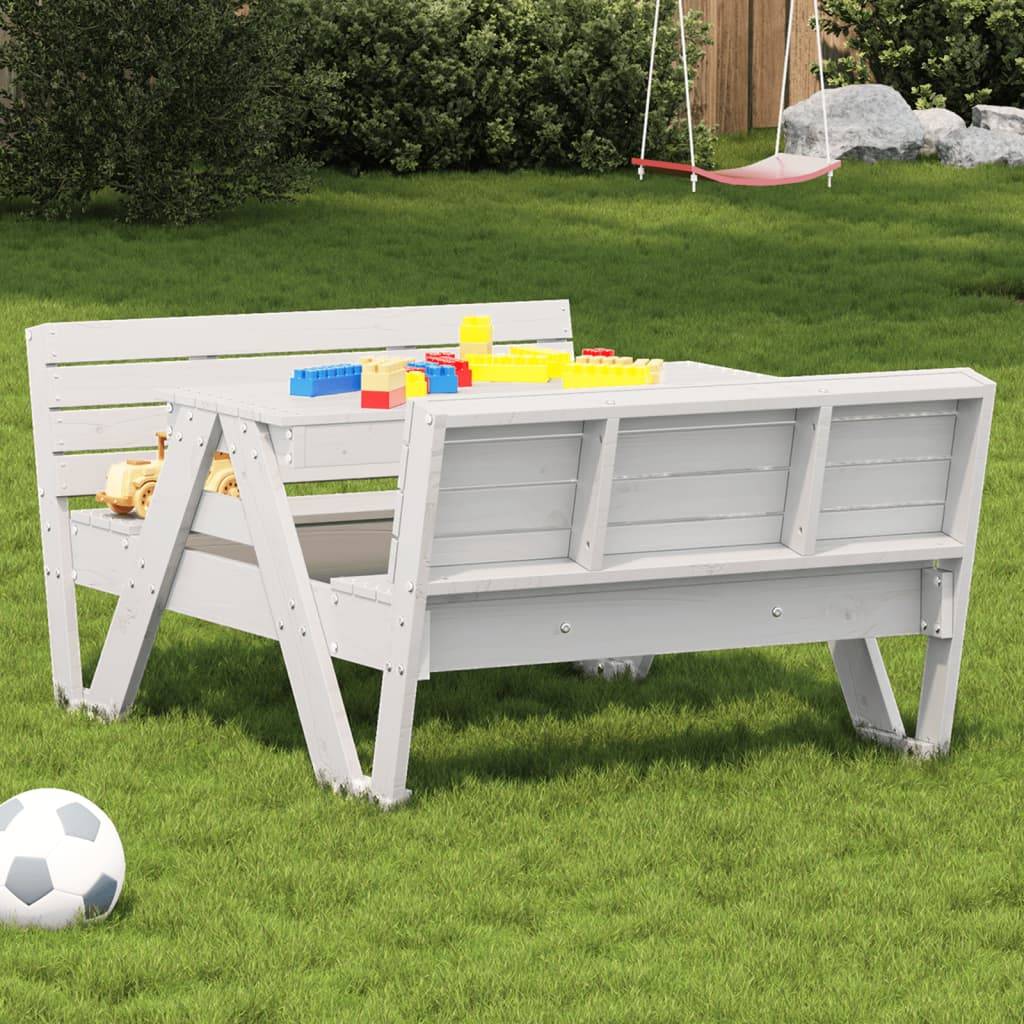Table de pique-nique pour enfants bois massif de pin blanc 88 x 122 x 58 cm - PANGIVO - Image 1