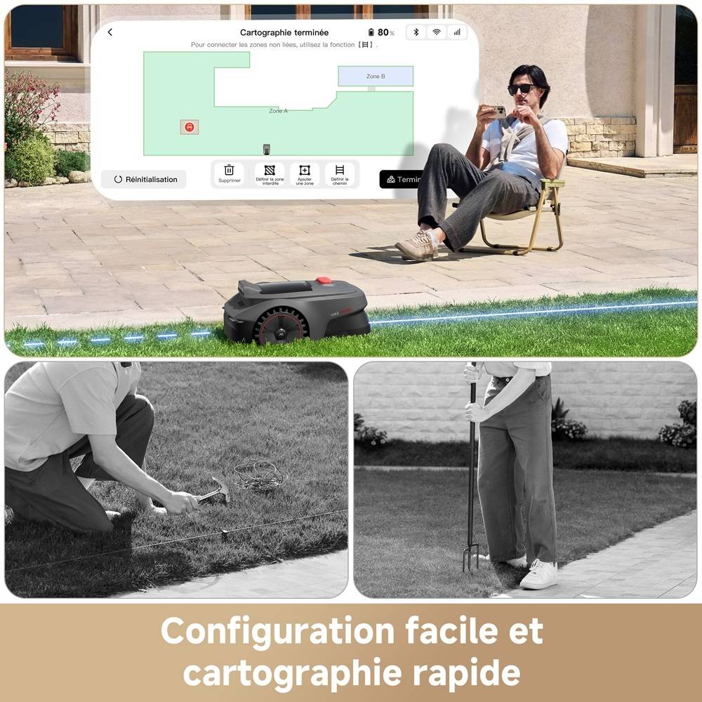 Robot tondeuse – 250 m², 50 min autonomie, AI UltraEyes™, U-trajets, tout-terrain - MOVA ViAX250-EUA - Image 2