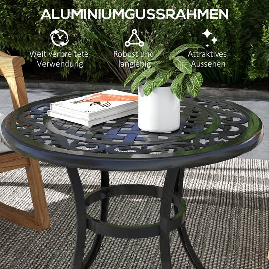 ComfortXL - Table basse de jardin ronde fonte noire 60 x 60 cm style vintage pour terrasse - ComfortXL Outdoor Living - Image 7