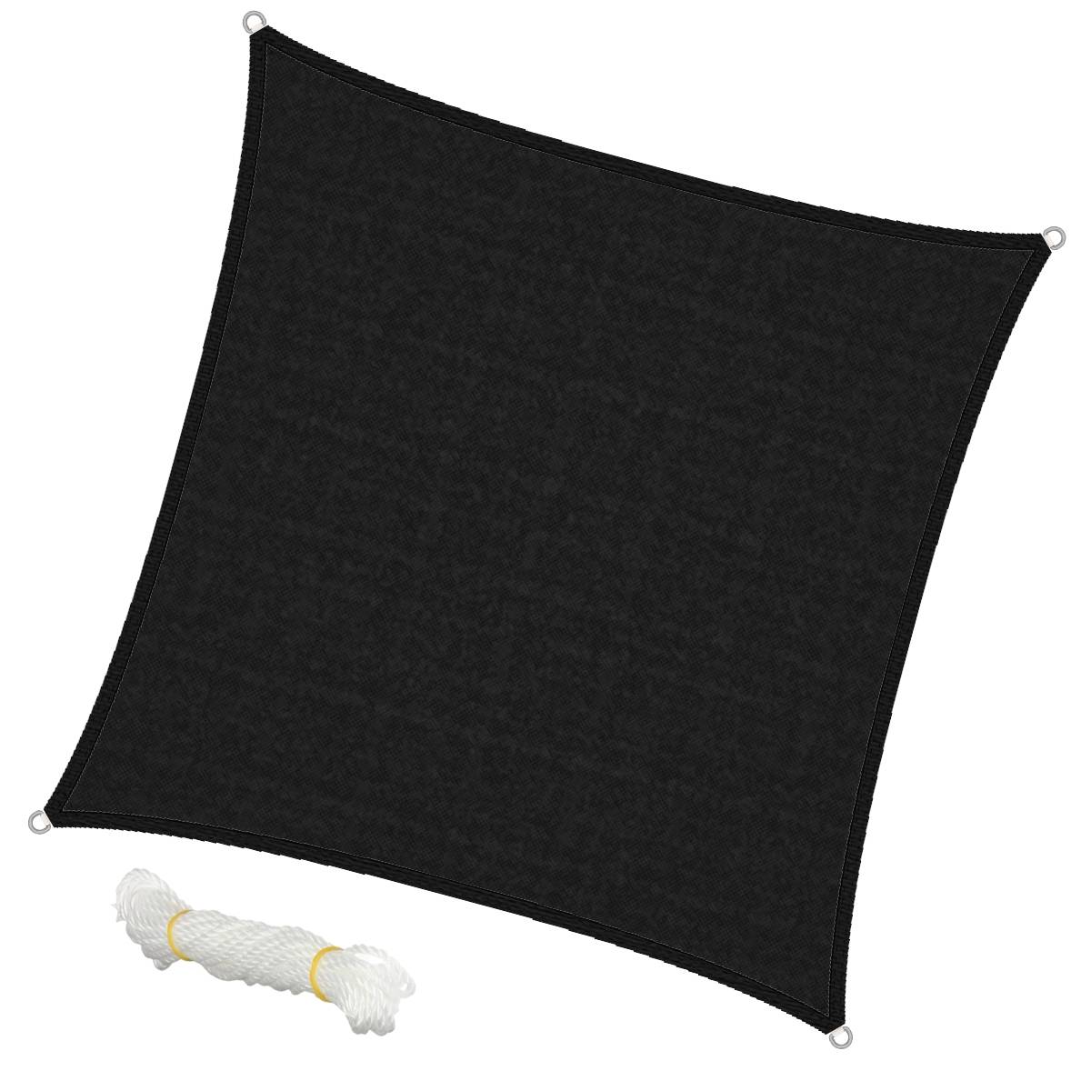 Ecd-Germany - Voile d'ombrage protection solaire toile tendue carré 3,6x3,6 m anthracite HDPE - Imagen 1