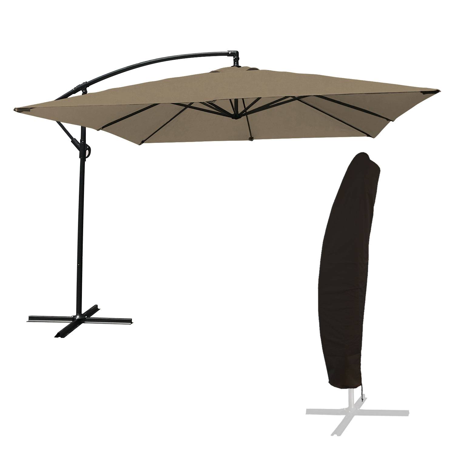 Parasol déporté MOLOKAI carré 2,7x2,7m taupe + housse - HAPPY GARDEN - Imagen 1