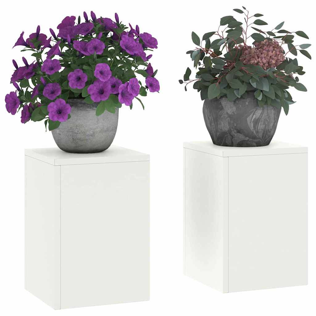Lot de 2 Porte-plantes en Acier Design moderne pour pots de fleurs Balcon et Patio Blanc 24x24x35 cm – ComfortXL Outdoor Living - Imagen 3
