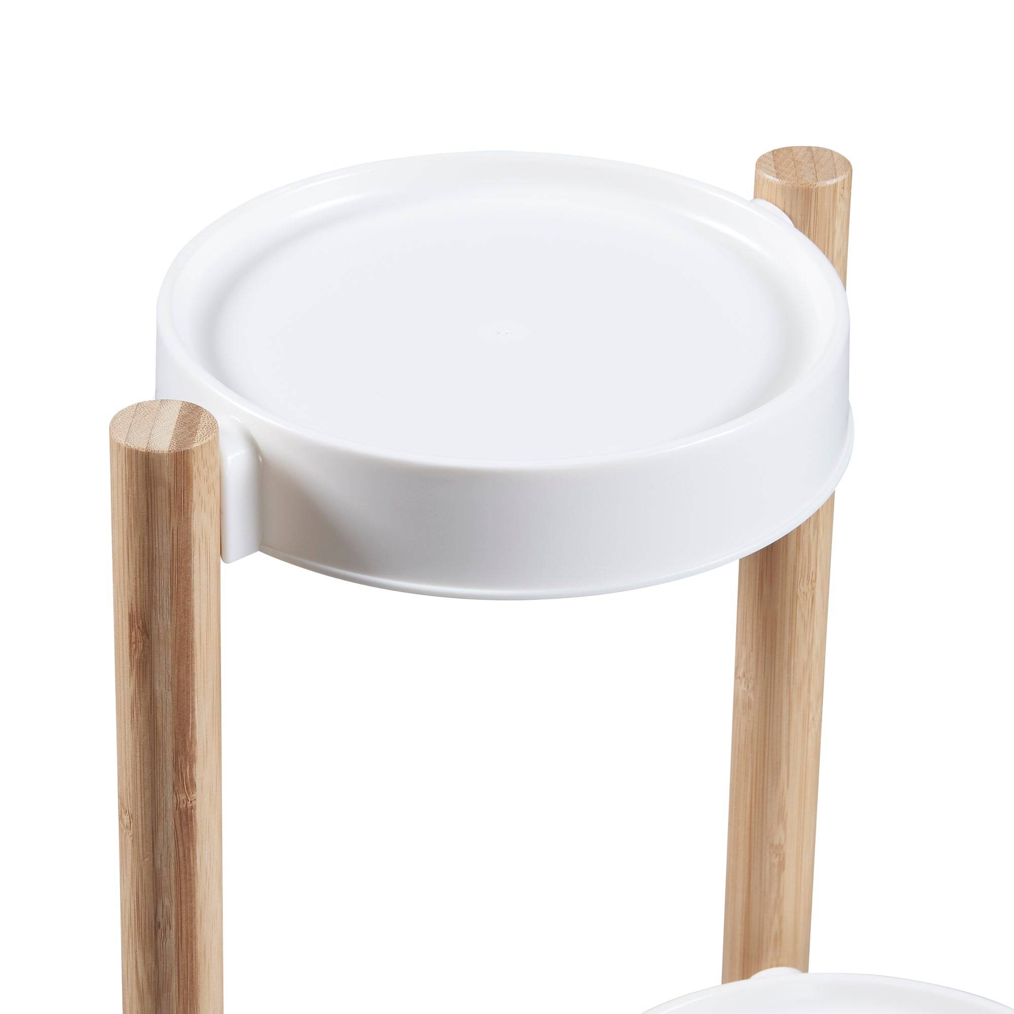 Helloshop26 - Étagère à plantes sastamala à 3 niveaux bambou plastique 78 x 32 x 32 cm naturel blanc - Imagen 3