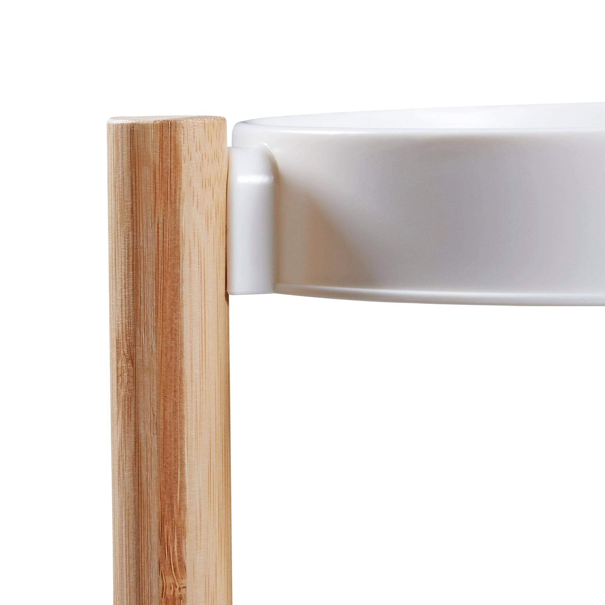 Helloshop26 - Étagère à plantes sastamala à 3 niveaux bambou plastique 78 x 32 x 32 cm naturel blanc - Imagen 4