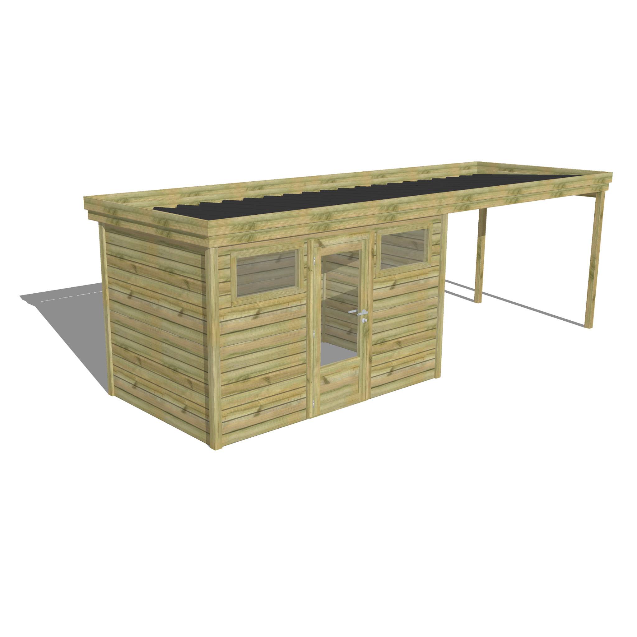 Sans Marque - ABRI DE JARDIN bois autoclave 27mm - 6,94x2,14m / 15m2 - Bac acier - Abri Français - Image 1