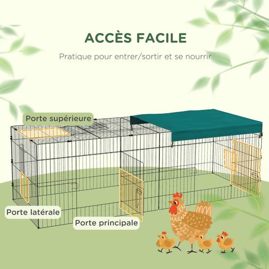 Enclos pour petits animaux acier vert 220 x 85 x 70 cm - PANGIVO - Image 6
