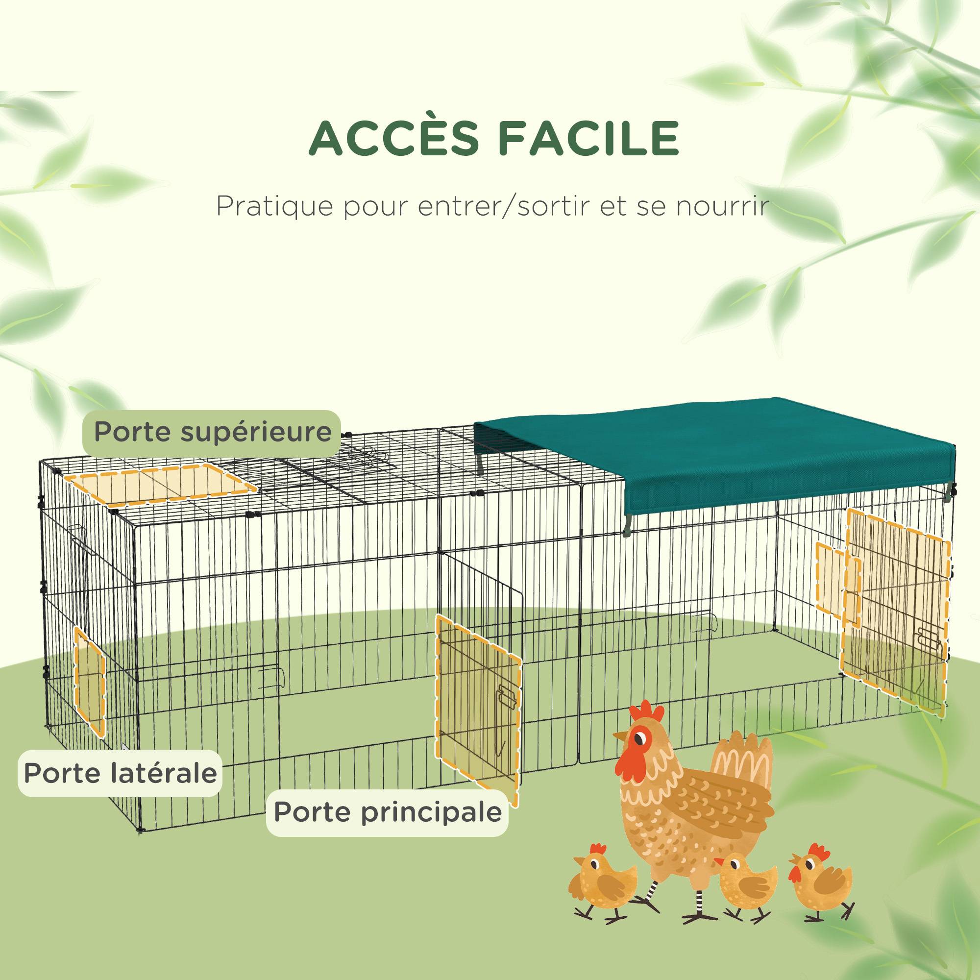 Enclos pour petits animaux acier vert 220 x 85 x 70 cm - PANGIVO - Image 6