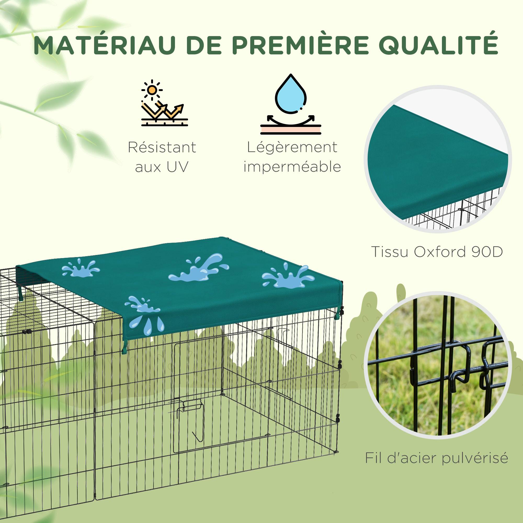 Enclos pour petits animaux acier vert 220 x 85 x 70 cm - PANGIVO - Image 10