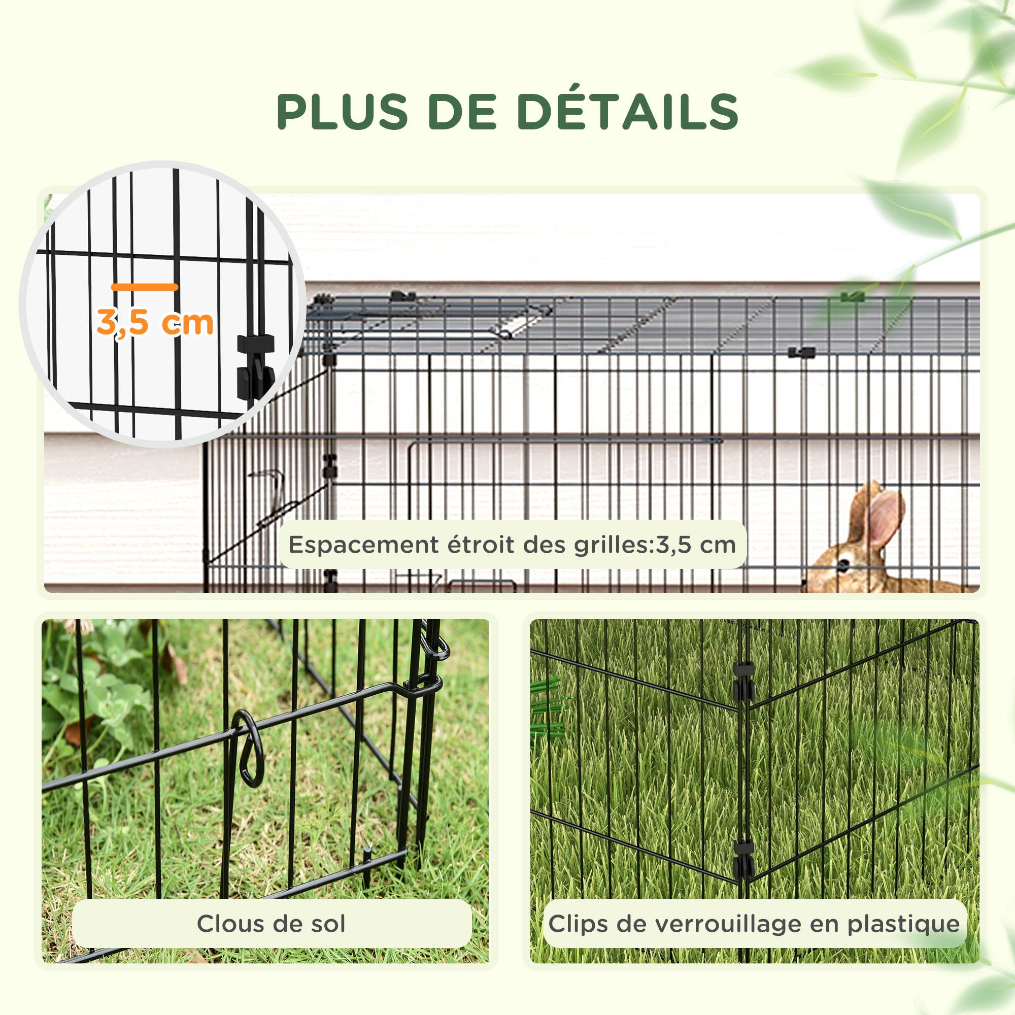 Enclos pour petits animaux acier vert 220 x 85 x 70 cm - PANGIVO - Image 9