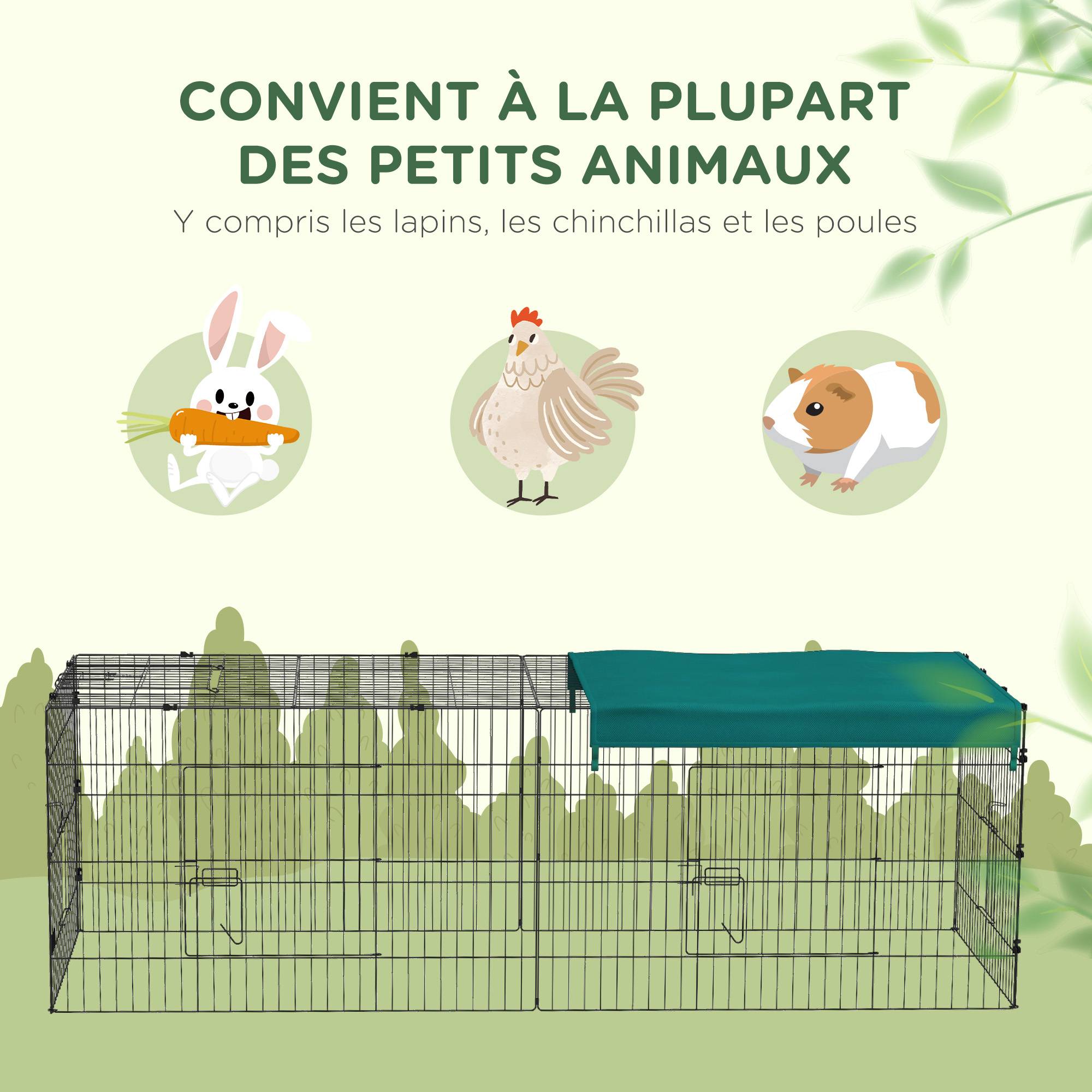 Enclos pour petits animaux acier vert 220 x 85 x 70 cm - PANGIVO - Image 8