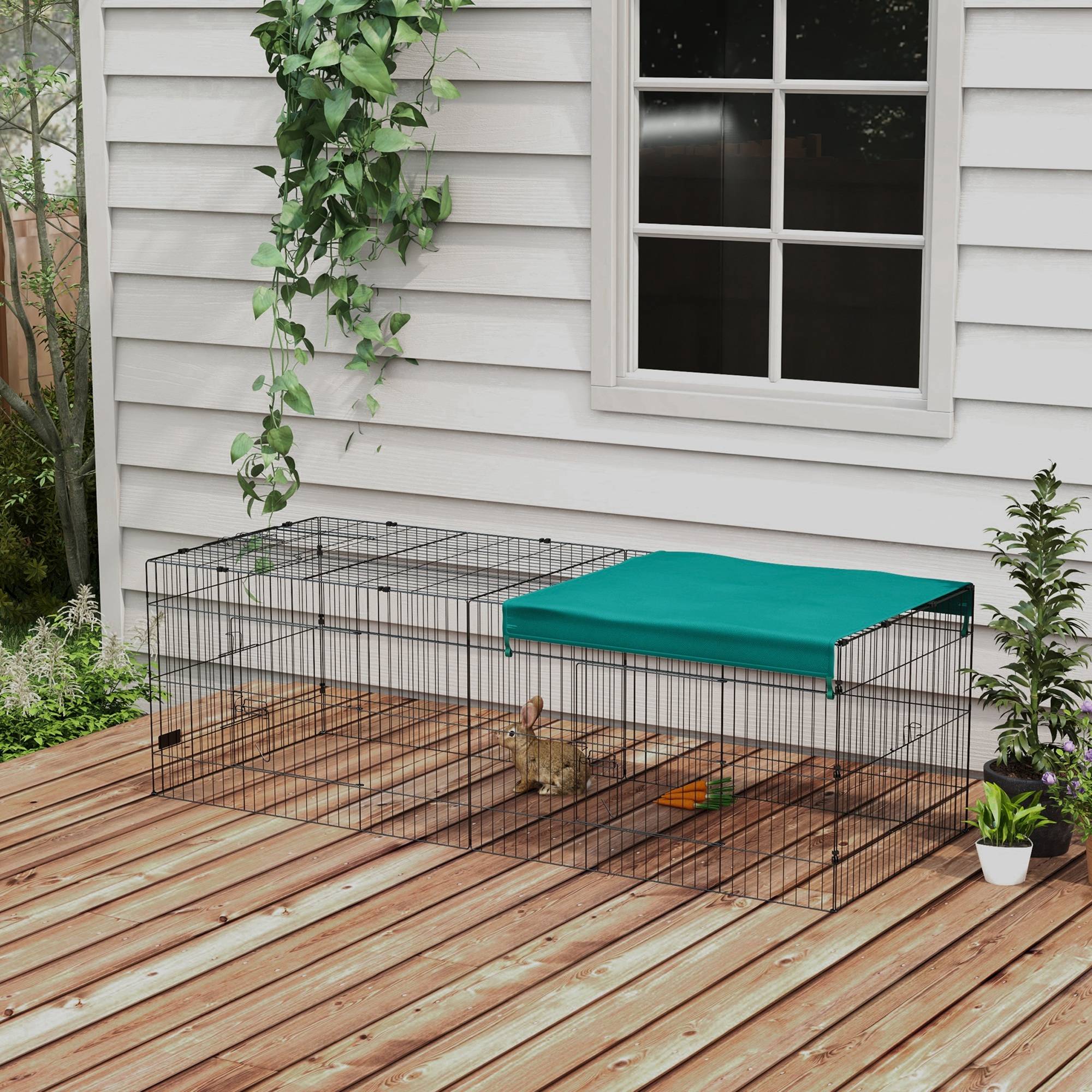 Enclos pour petits animaux acier vert 220 x 85 x 70 cm - PANGIVO - Image 4
