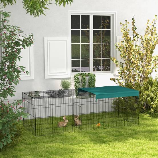 Enclos pour petits animaux acier vert 220 x 85 x 70 cm - PANGIVO - Image 3