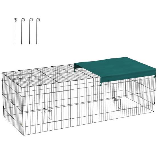 Enclos pour petits animaux acier vert 220 x 85 x 70 cm - PANGIVO - Image 1