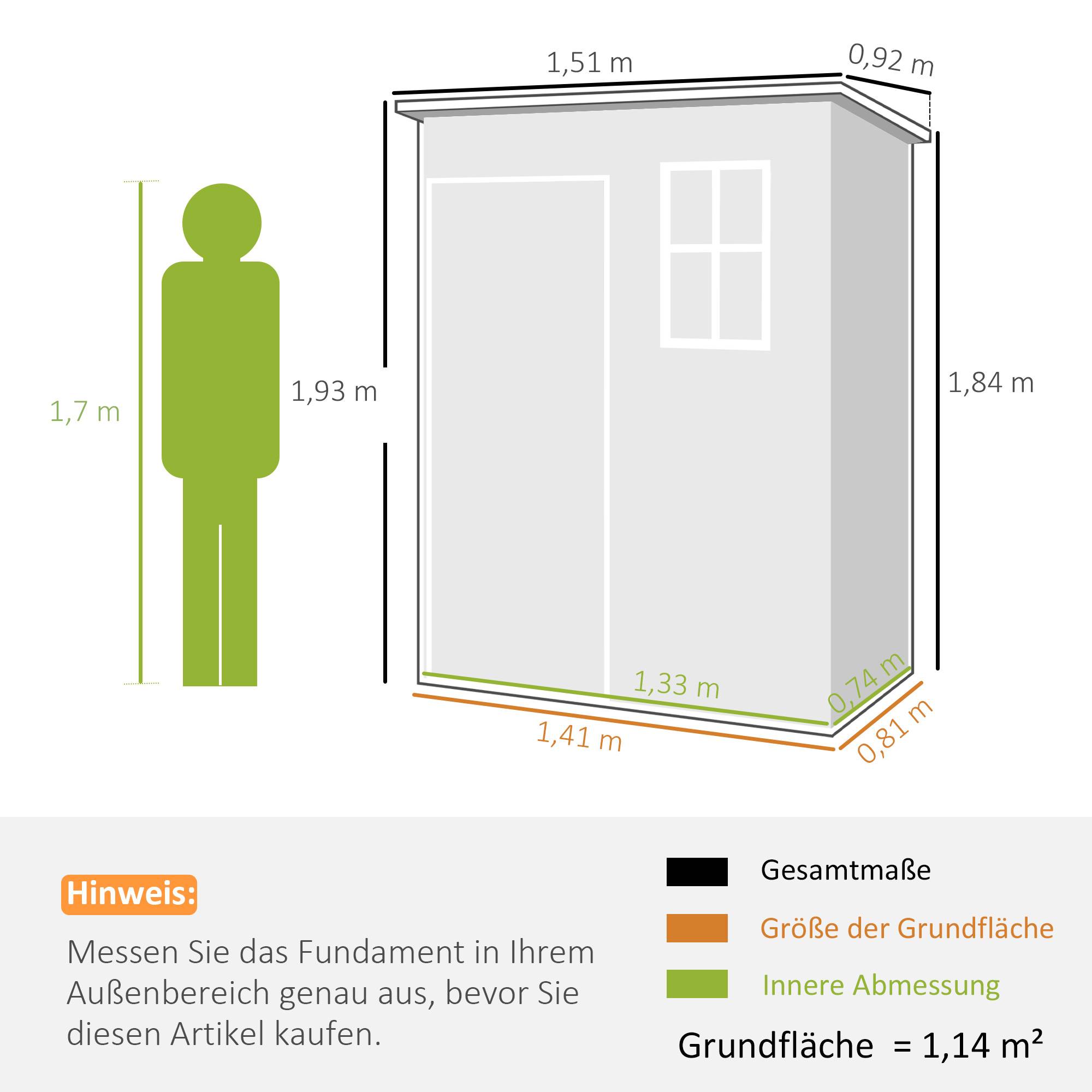 ComfortXL - Abri de jardin en résine 1,14 m² 151 x 92 x 193 cm gris pour rangement extérieur avec fenêtre et serrure - Image 5