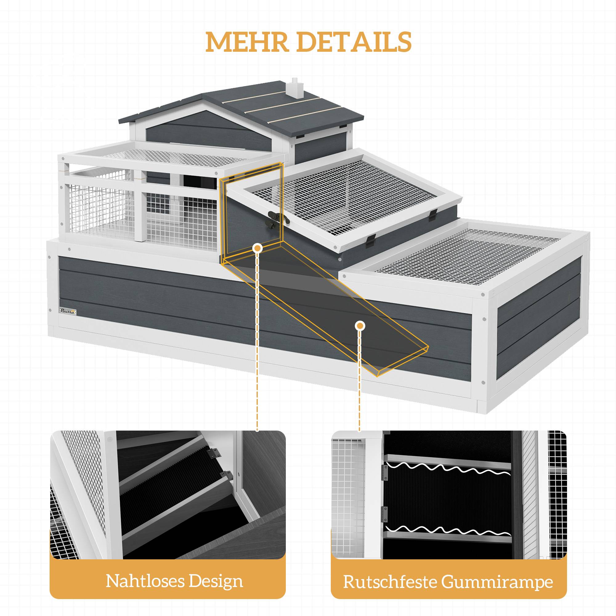 Maison pour tortues, 2 niveaux, intérieur/extérieur, balcon, bois de sapin, gris - Image 9