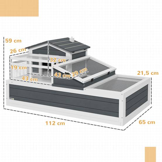 Maison pour tortues, 2 niveaux, intérieur/extérieur, balcon, bois de sapin, gris - Image 5
