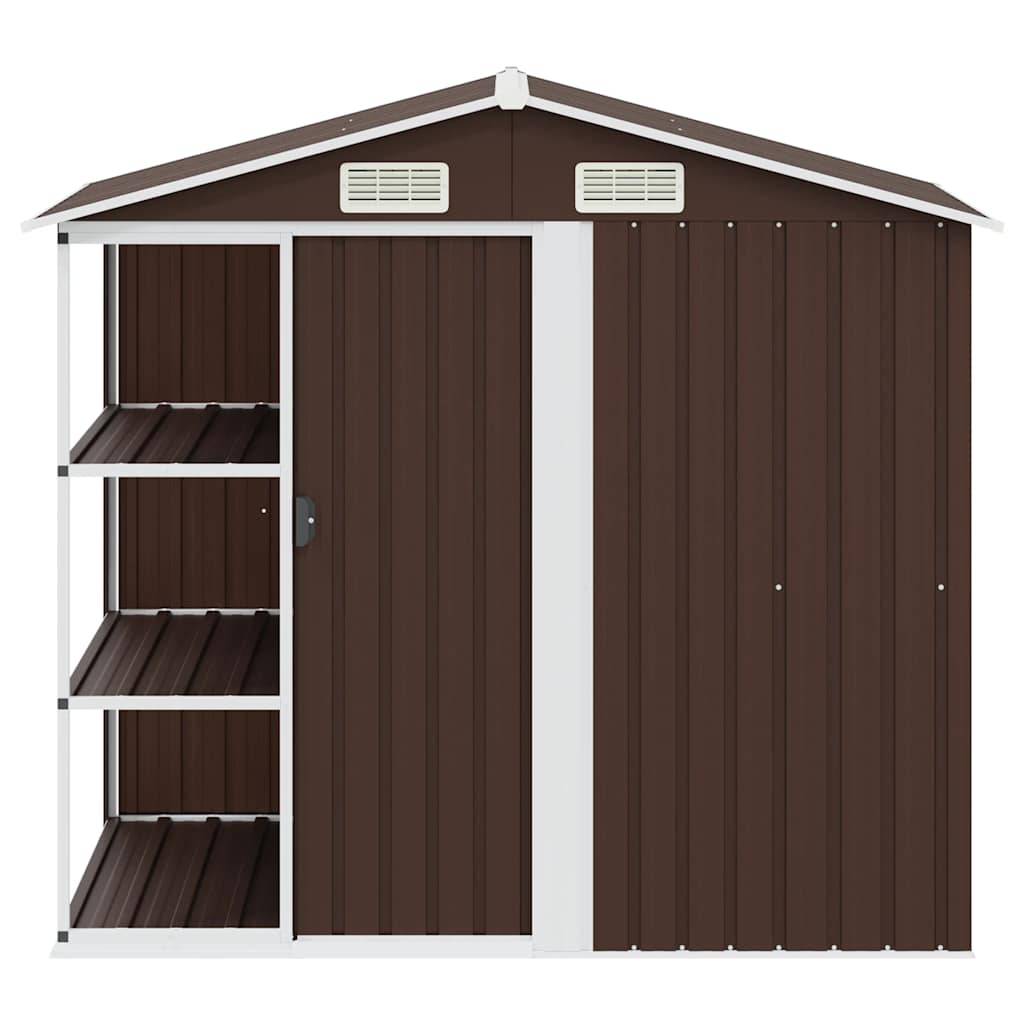 PANGIVO - Abri de jardin avec étagère - Fer galvanisé - Marron 205x130x183 cm - Surface au sol 2,28m² - PANGIVO - Image 4