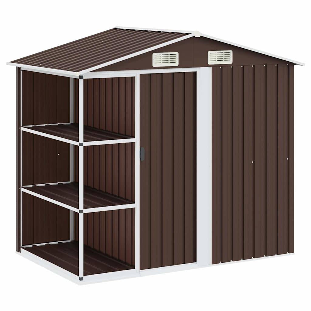 PANGIVO - Abri de jardin avec étagère - Fer galvanisé - Marron 205x130x183 cm - Surface au sol 2,28m² - PANGIVO - Image 1