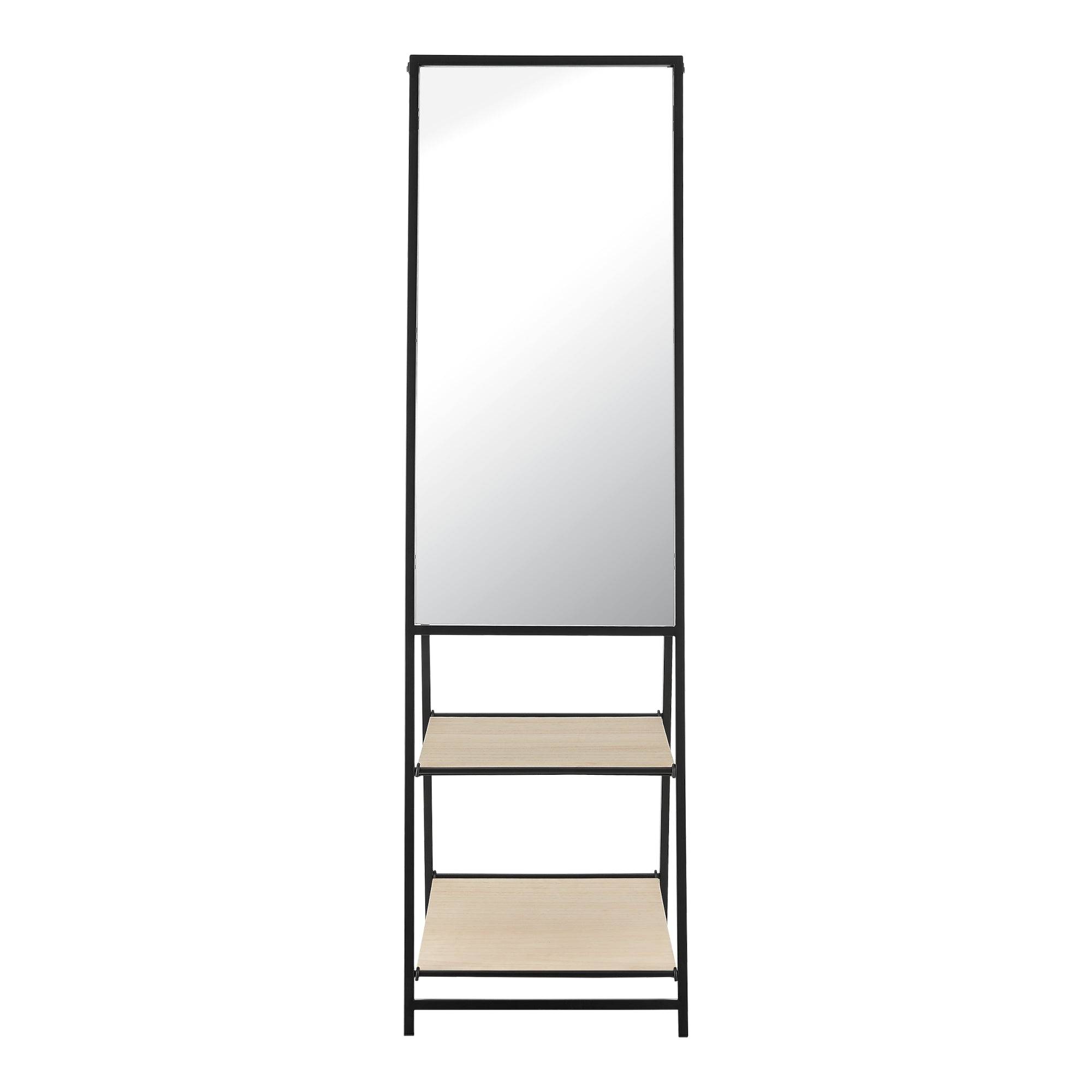Helloshop26 - Miroir sur pied avec deux étagères 150 x 44 x 60 cm noir effet chêne - Imagen 4