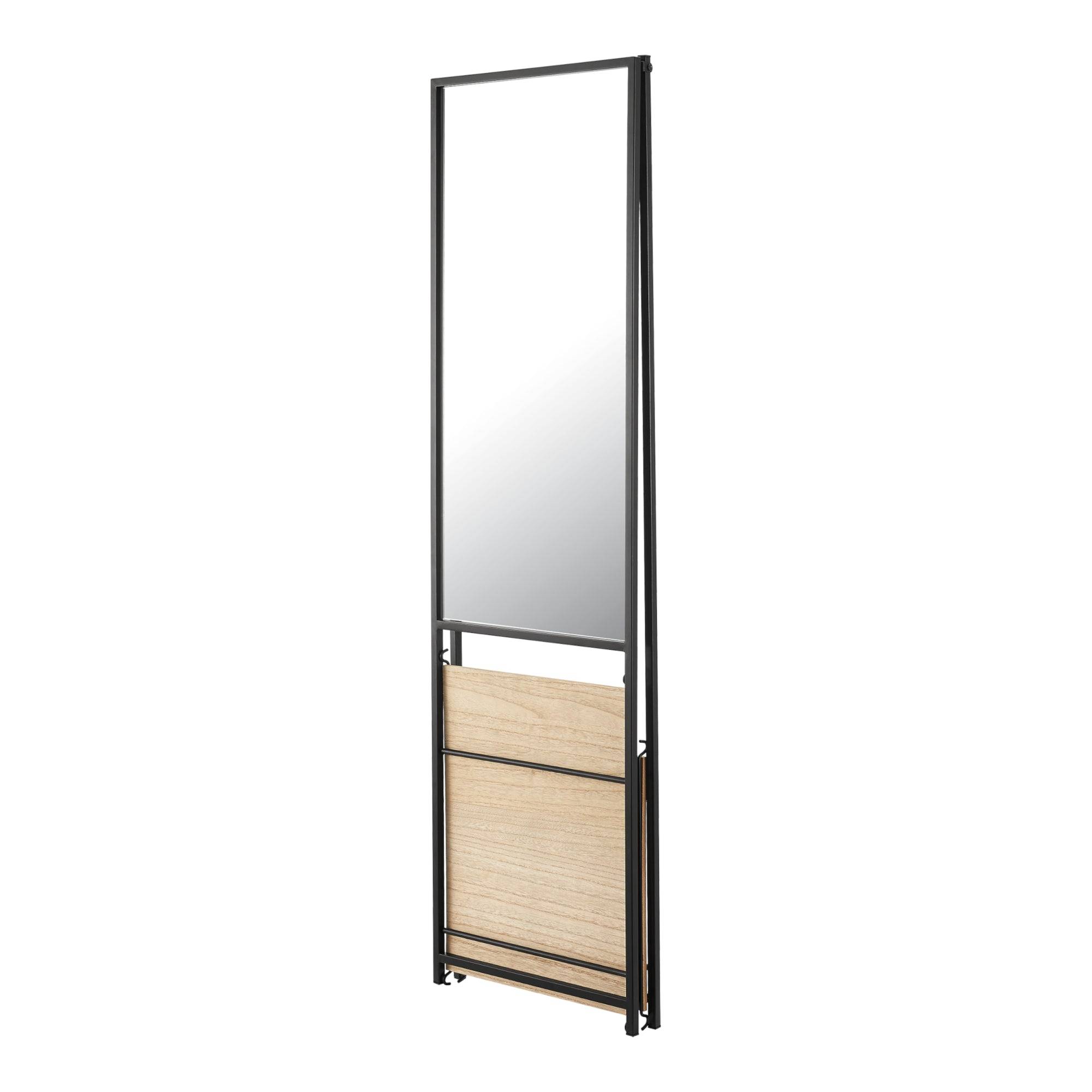 Helloshop26 - Miroir sur pied avec deux étagères 150 x 44 x 60 cm noir effet chêne - Imagen 3