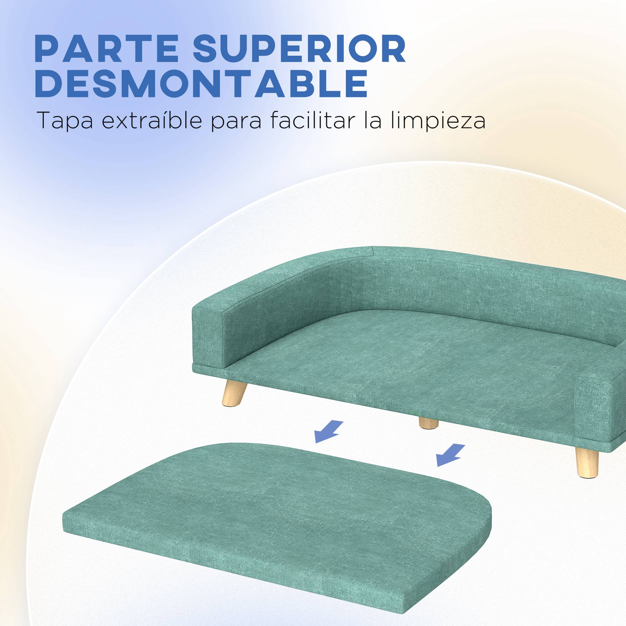Lit Surélevé pour Grand Chien en Bois de Pin avec Coussin Lavable 98x67x25 cm Vert - ComfortXL Outdoor Living - Image 7