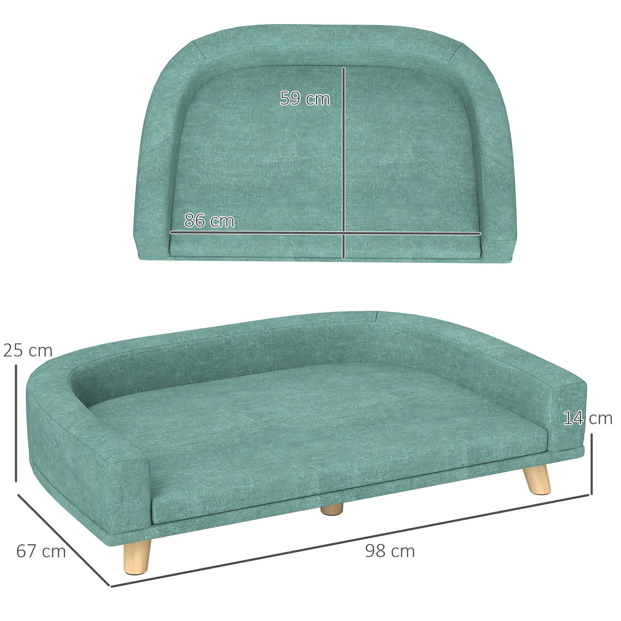 Lit Surélevé pour Grand Chien en Bois de Pin avec Coussin Lavable 98x67x25 cm Vert - ComfortXL Outdoor Living - Image 5