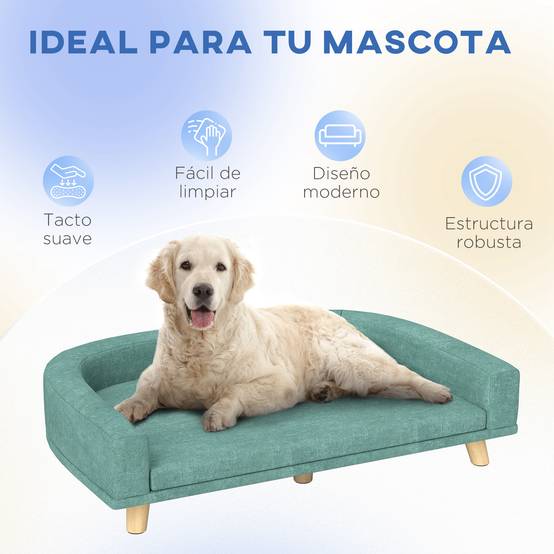 Lit Surélevé pour Grand Chien en Bois de Pin avec Coussin Lavable 98x67x25 cm Vert - ComfortXL Outdoor Living - Image 9