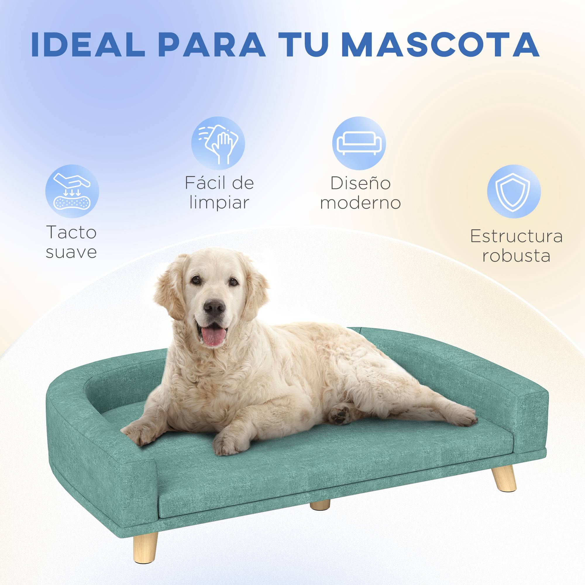 Lit Surélevé pour Grand Chien en Bois de Pin avec Coussin Lavable 98x67x25 cm Vert - ComfortXL Outdoor Living - Image 9