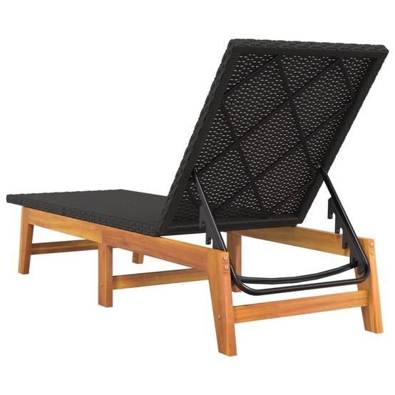 Helloshop26 - Transat chaise longue bain de soleil lit de jardin terrasse meuble d'extérieur avec table résine tressée et bois massif d'acacia - Imagen 6
