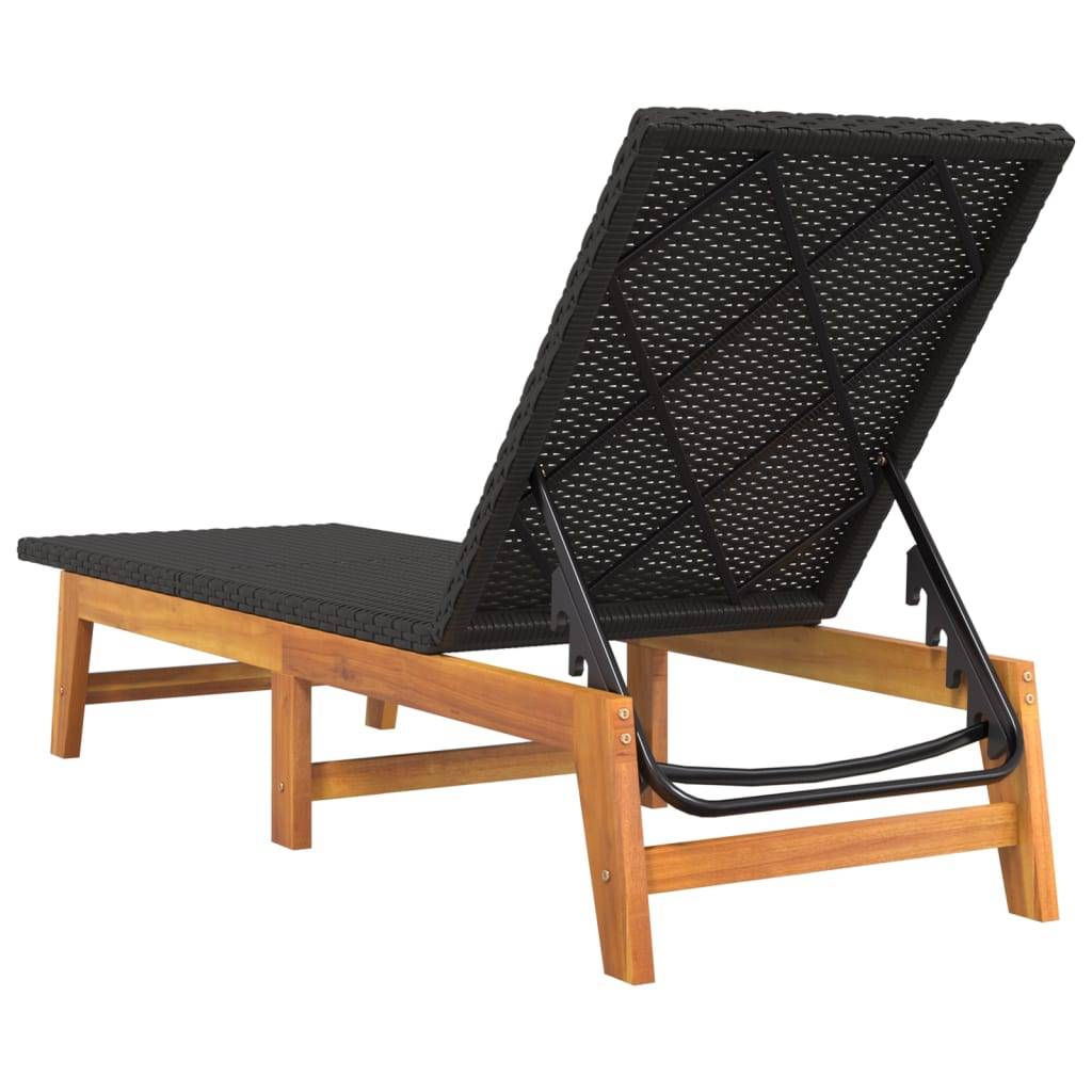 Helloshop26 - Transat chaise longue bain de soleil lit de jardin terrasse meuble d'extérieur avec table résine tressée et bois massif d'acacia - Imagen 6