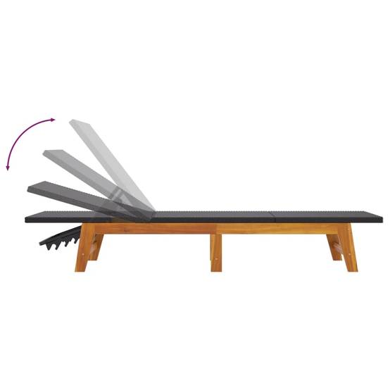Helloshop26 - Transat chaise longue bain de soleil lit de jardin terrasse meuble d'extérieur avec table résine tressée et bois massif d'acacia - Imagen 5