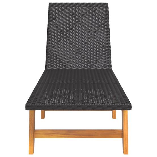Helloshop26 - Transat chaise longue bain de soleil lit de jardin terrasse meuble d'extérieur avec table résine tressée et bois massif d'acacia - Imagen 4