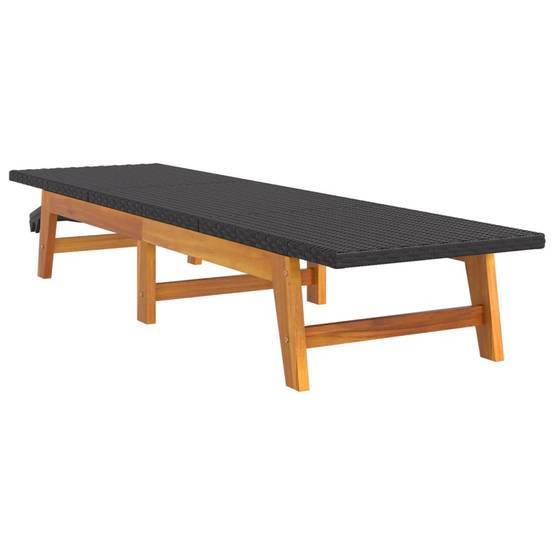 Helloshop26 - Transat chaise longue bain de soleil lit de jardin terrasse meuble d'extérieur avec table résine tressée et bois massif d'acacia - Imagen 3