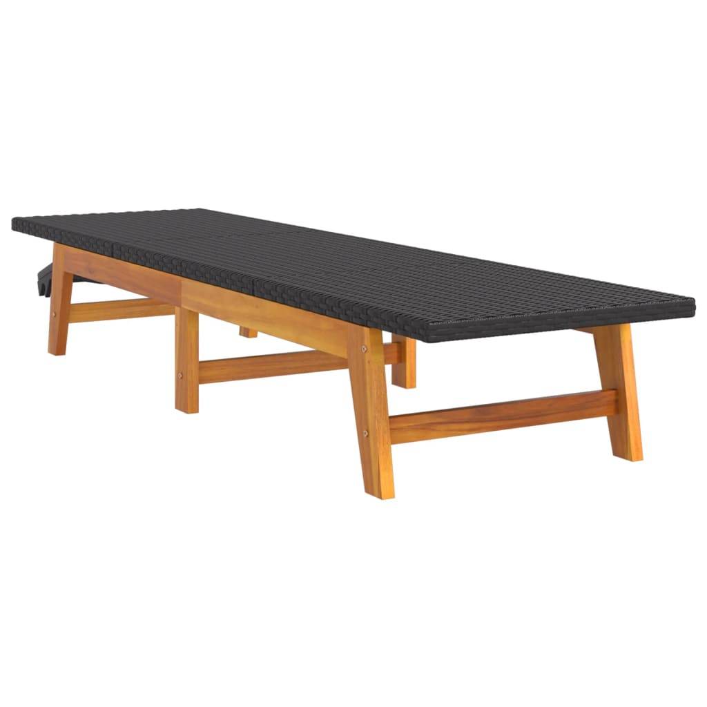 Helloshop26 - Transat chaise longue bain de soleil lit de jardin terrasse meuble d'extérieur avec table résine tressée et bois massif d'acacia - Imagen 3
