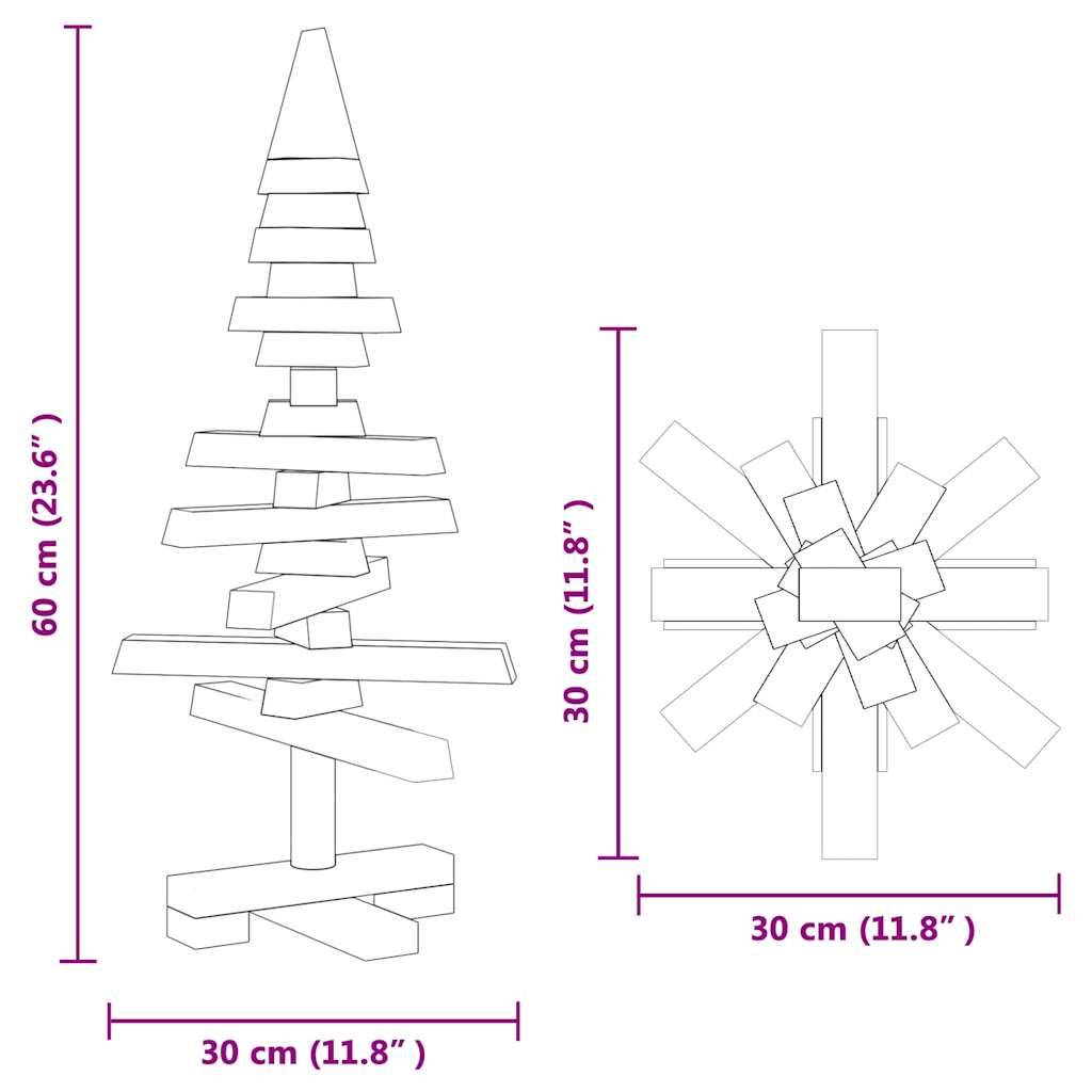 Sapin de Noël en bois de pin massif à décorer branches ajustables Marron 60 cm – ComfortXL Outdoor Living - Image 10