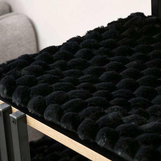 Arbre à chat de haute qualité de 128 cm avec coussin, griffoir, 2 plateformes et mobilier pour chat en acier robuste noir. - Image 7