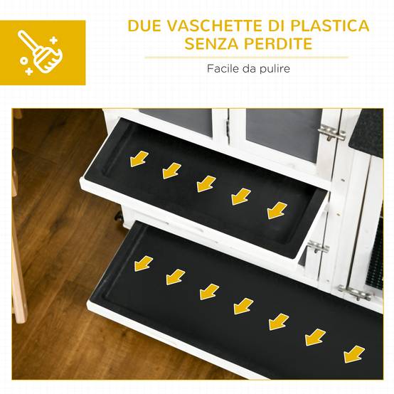 Clapier lapin bois sur roues extérieur 2 niveaux tiroir amovible 110x60x104cm - ComfortXL Outdoor Living - Image 8