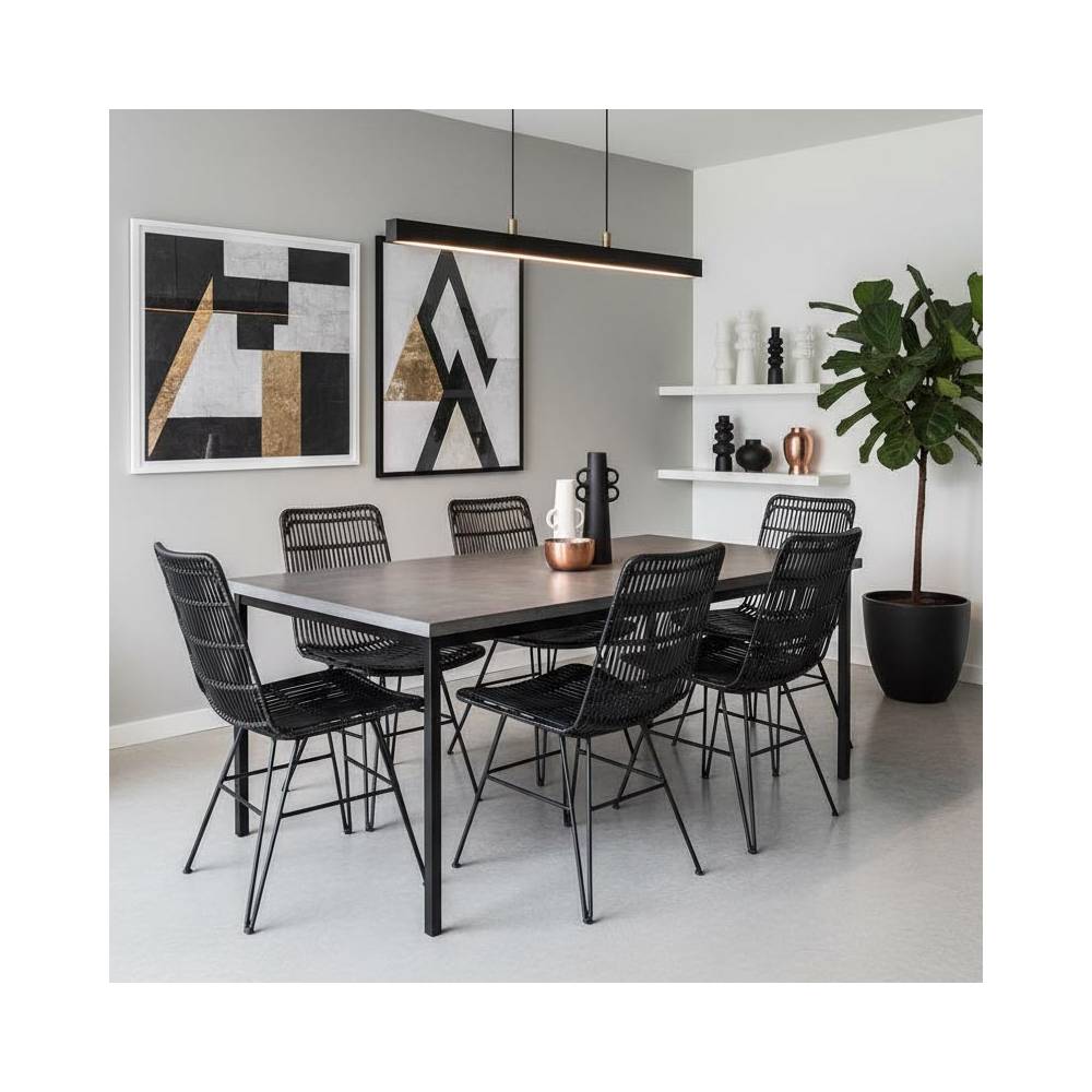 Aubry Gaspard - Chaise en rotin et métal Maïa Noir - Imagen 2
