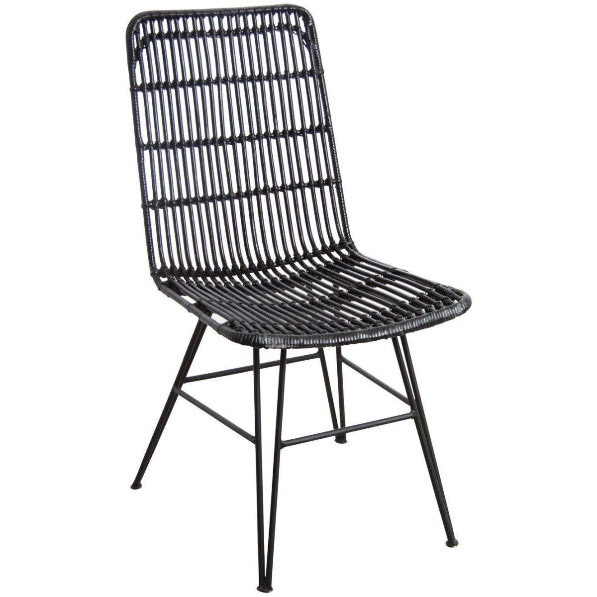 Aubry Gaspard - Chaise en rotin et métal Maïa Noir - Imagen 1