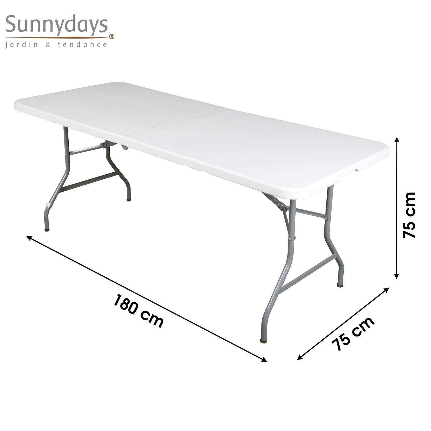Sans Marque - Table de réception pliante pour 8 personnes - Blanc - Sunnydays - Imagen 3