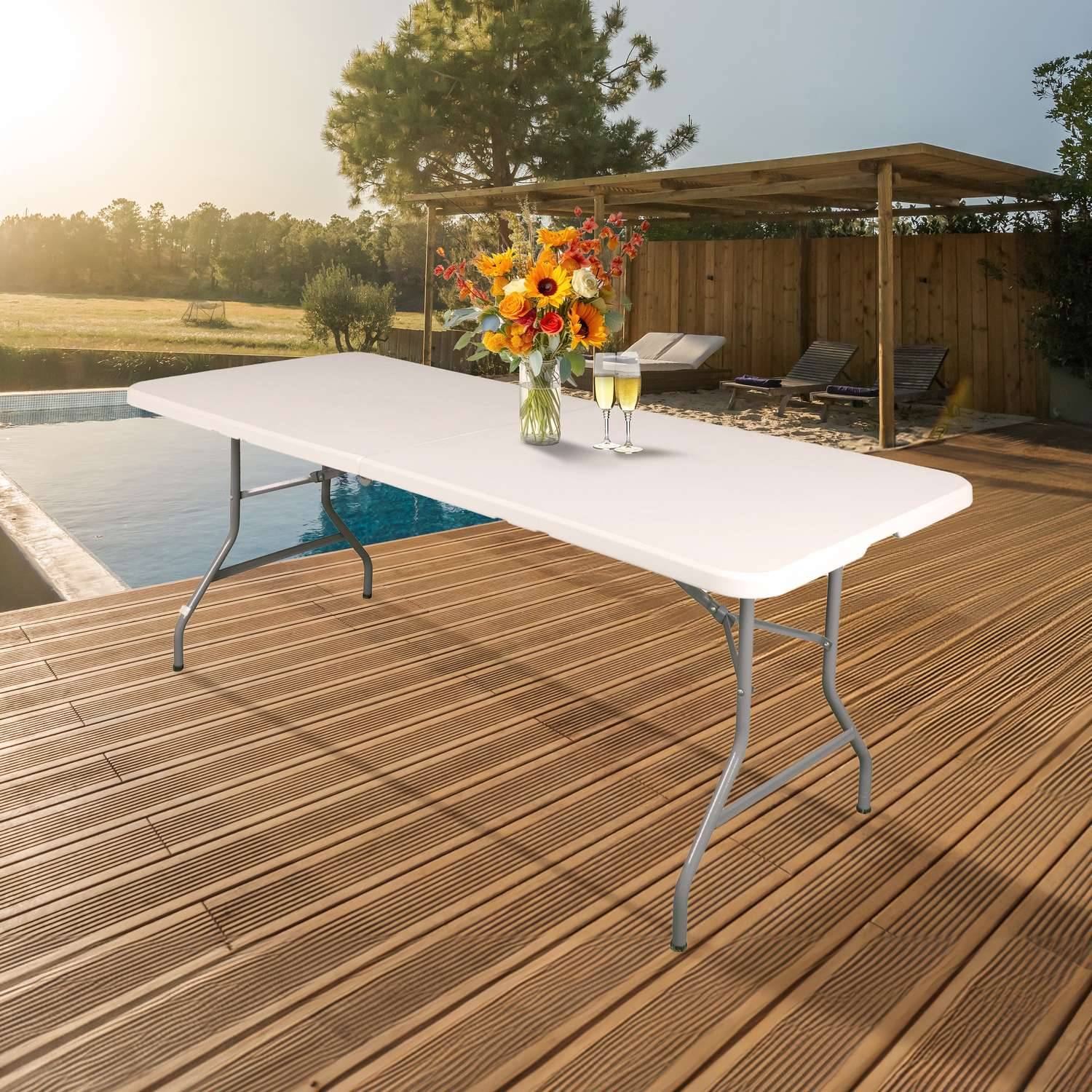 Sans Marque - Table de réception pliante pour 8 personnes - Blanc - Sunnydays - Imagen 2