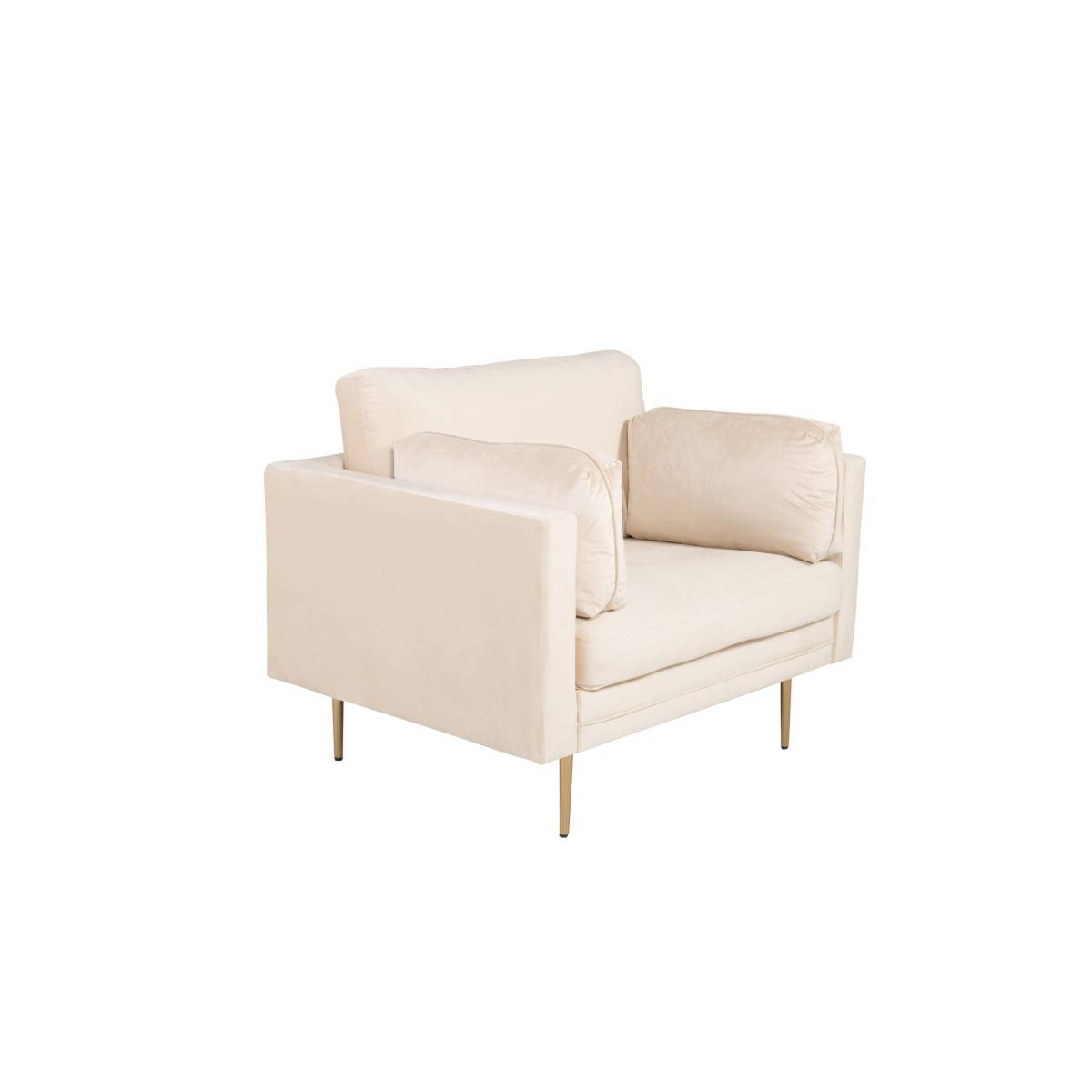 Paris Prix - Fauteuil Design en Velours "Boom" 110cm Beige & Or - Image 4