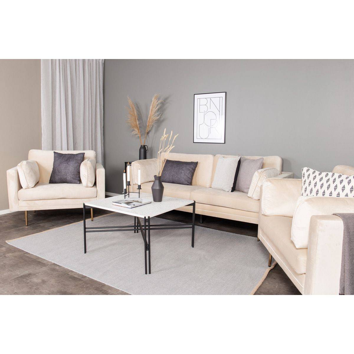 Paris Prix - Fauteuil Design en Velours "Boom" 110cm Beige & Or - Image 9